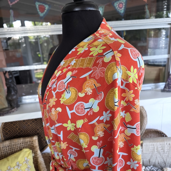 MeUndies XS / S Tropical Vibrant Floral Robe Tiki Resortwear Vacation Soft - Picture 7 of 14